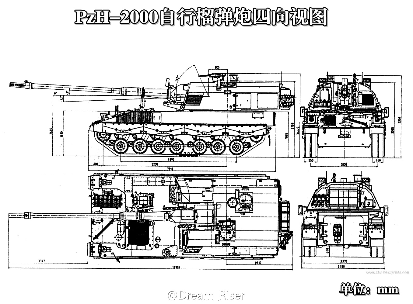 PzH-2000四視圖