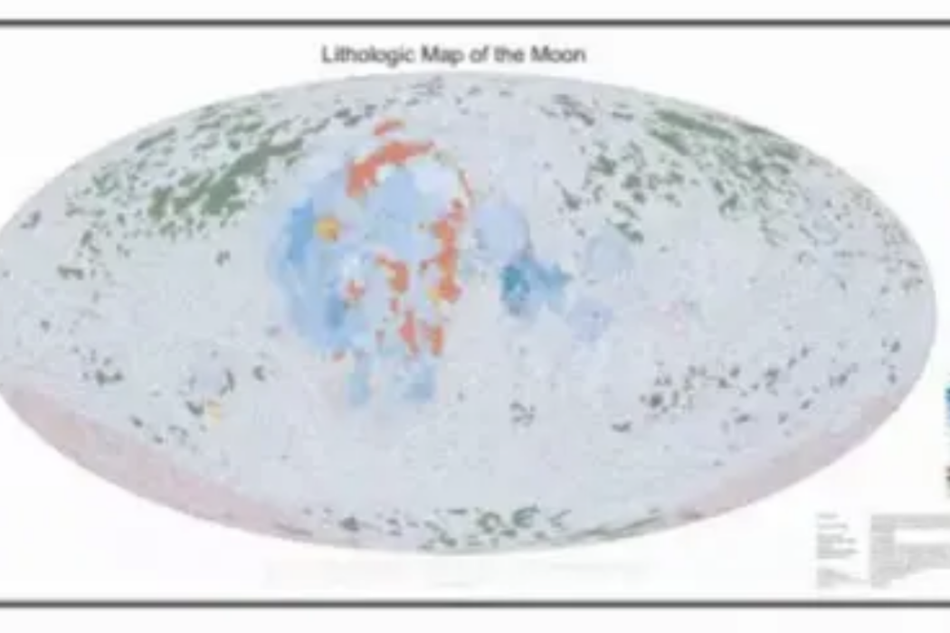 1:250萬月球全月岩石類型分布圖
