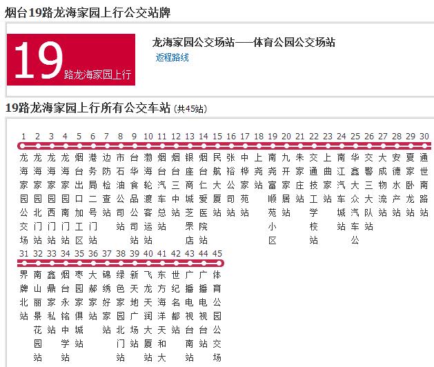 煙臺公交19路龍海家園