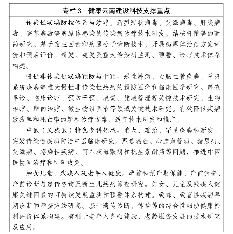 雲南省 “十四五”科技創新規劃