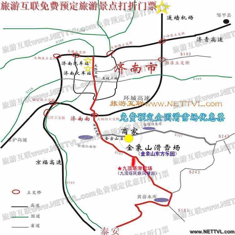 濟南金象山東方樂園交通圖