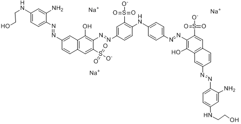 6-[[2-氨基-4-[（2-羥乙基）氨基]苯基]偶氮]-3-[[4-[[4-[[7-[（2-氨基）-4-[（2-羥乙基）氨基]苯基]偶氮]-1-羥基-