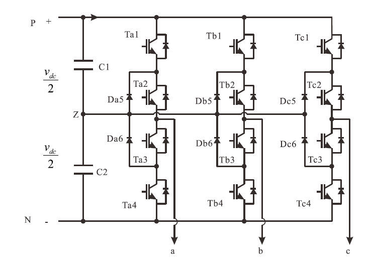 圖1 中點鉗位三電平逆變器的拓撲結構