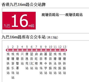 香港公交九巴16m路