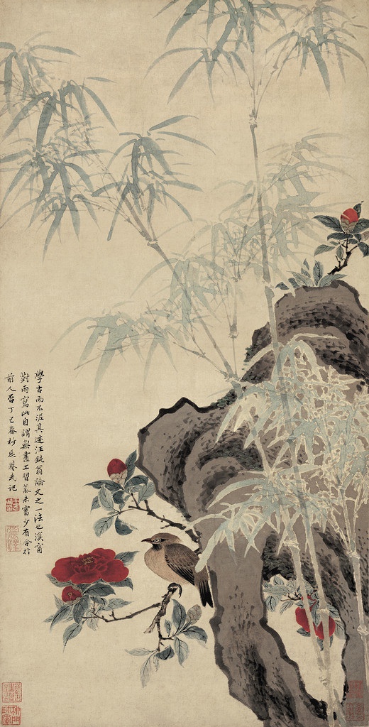 花竹棲禽圖