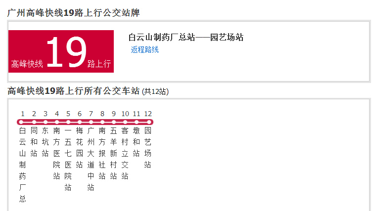 廣州公交高峰快線19路