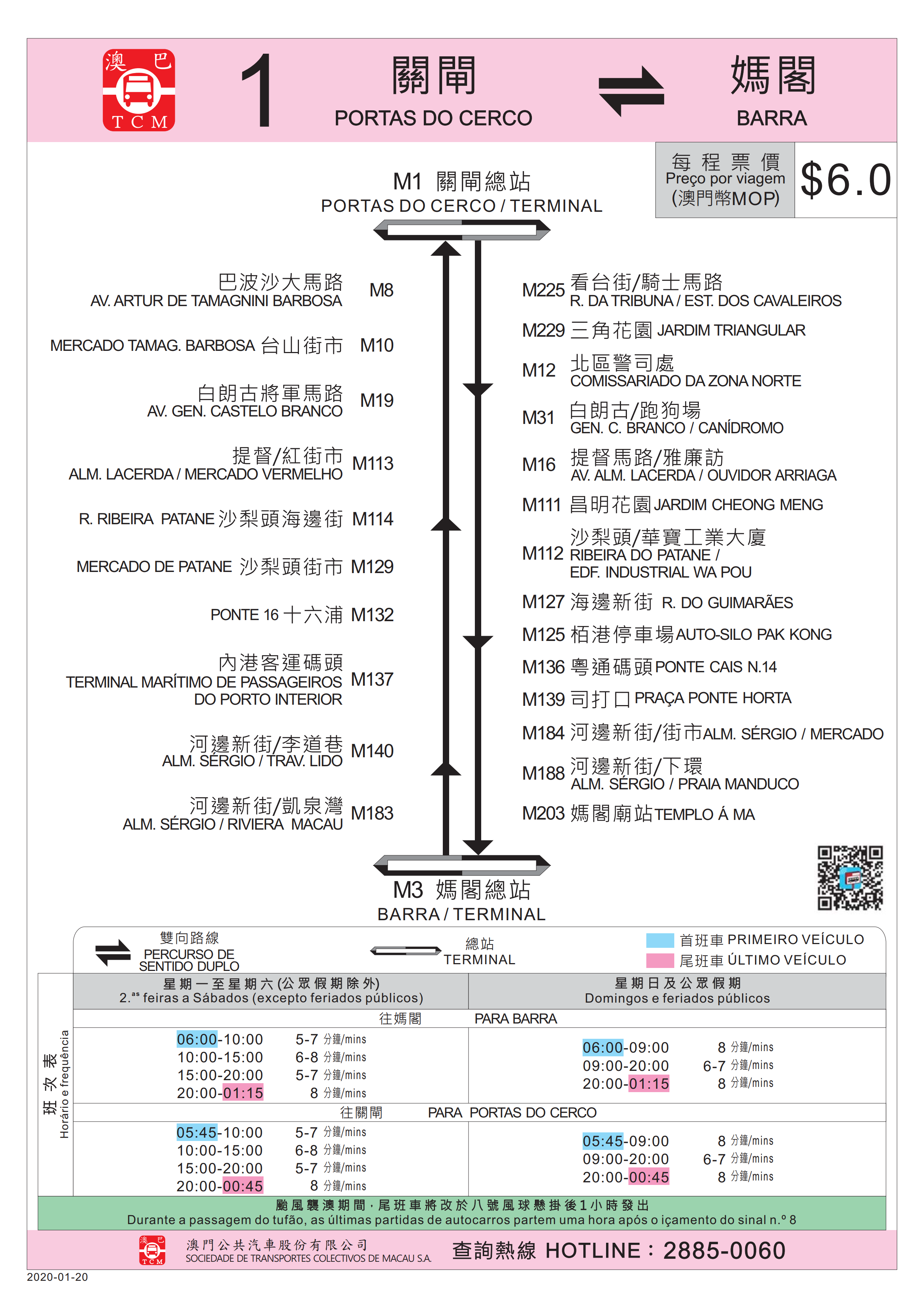 澳門公共巴士1路線