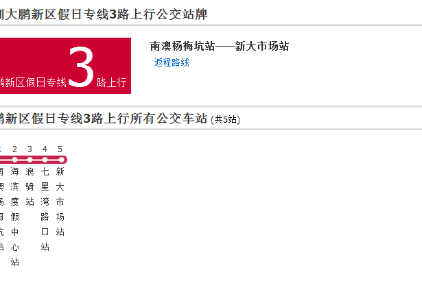 深圳公交大鵬新區假日專線3路