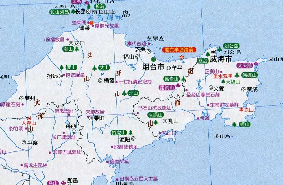 崑嵛山地區文物旅遊資源分布圖