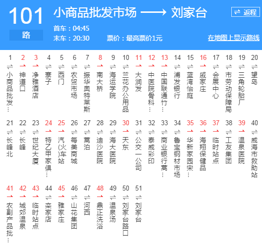 威海公交101路