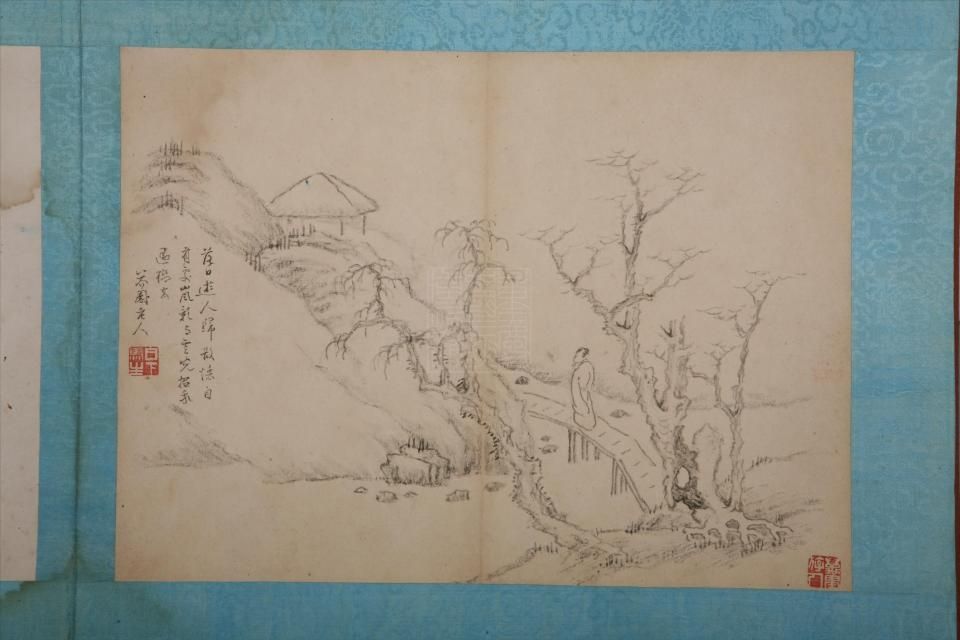 清馬坦白描山水圖冊