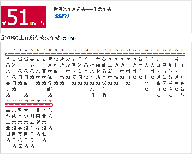 廣州公交番51B路