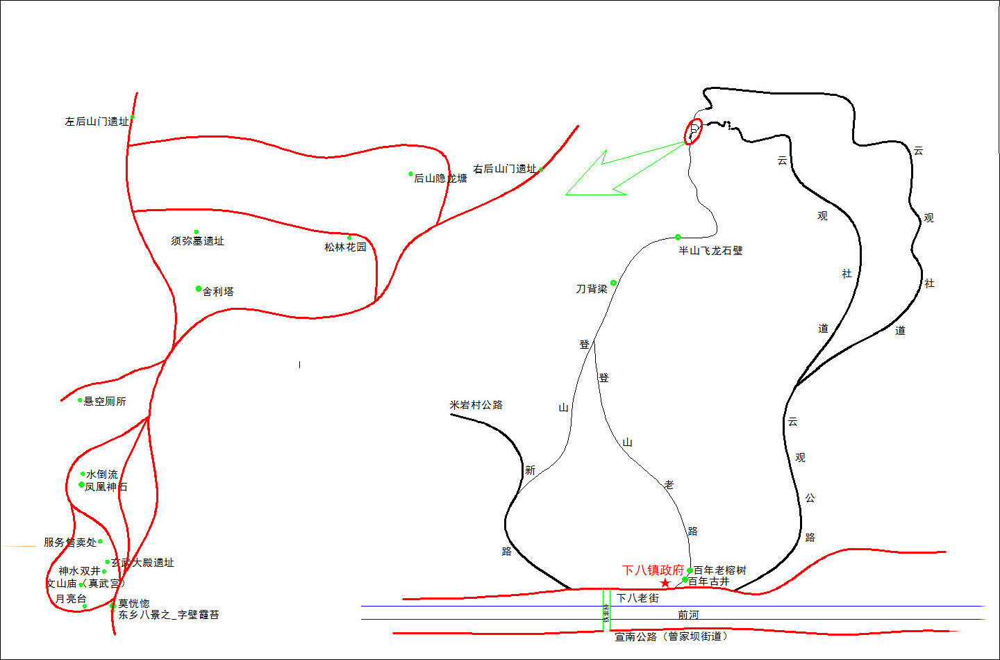 下八文山登山線路全景圖