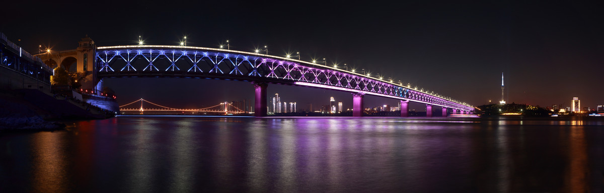 武漢長江大橋夜景照明