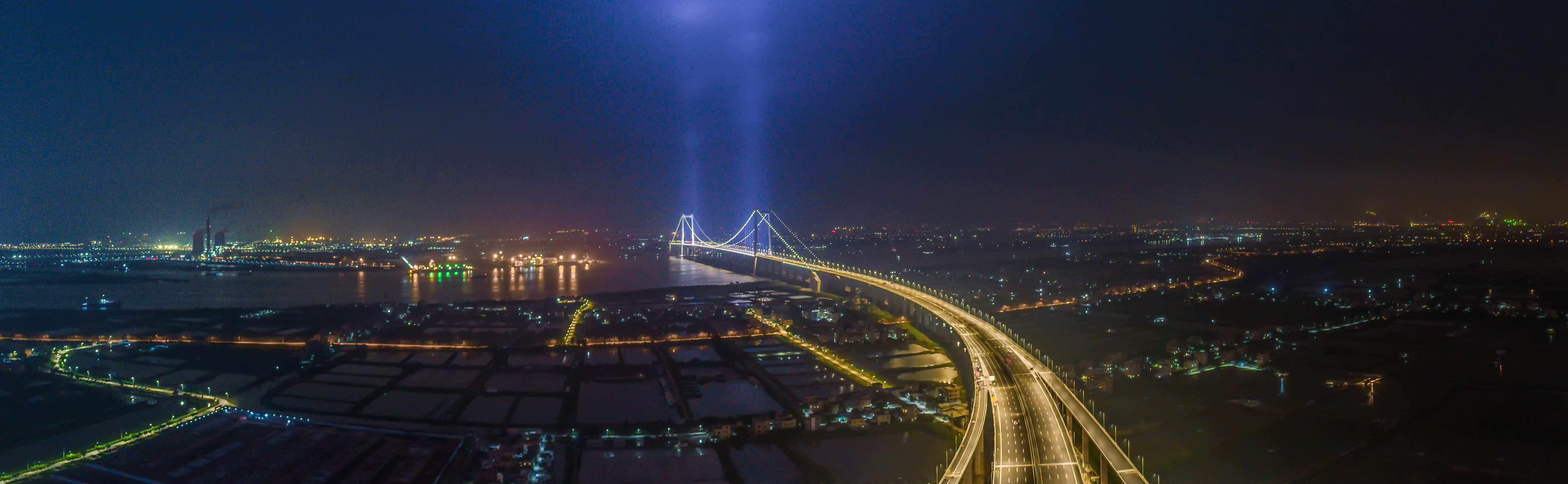 廣龍高速公路南沙大橋海港夜景