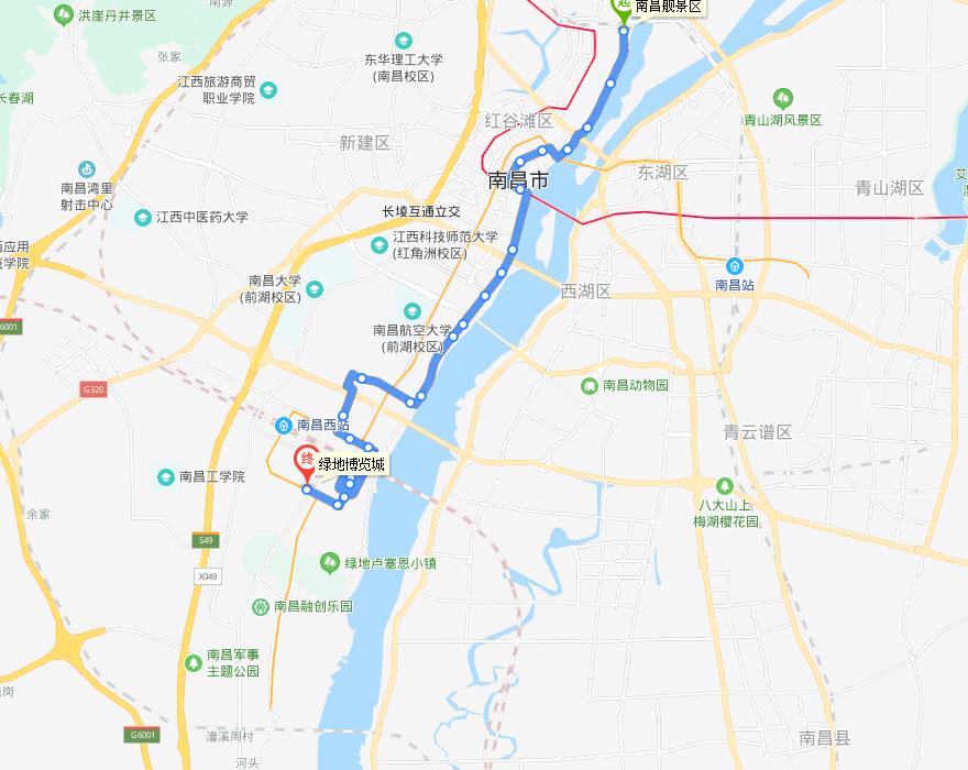 南昌51路公交線路圖