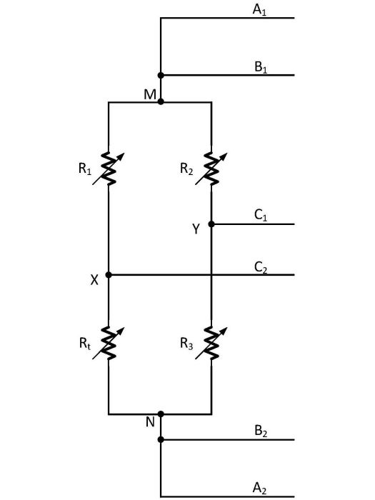 一種六線制分離式惠斯通電橋測溫結構及方法