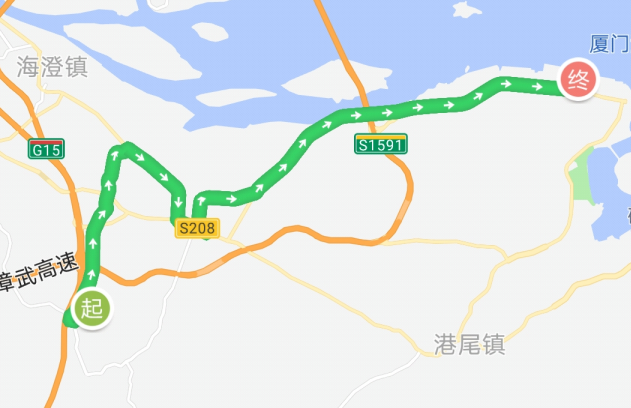 漳州公交608路上行路線圖