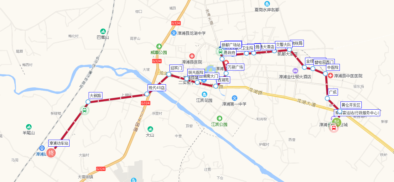 漳浦公交6路路線圖