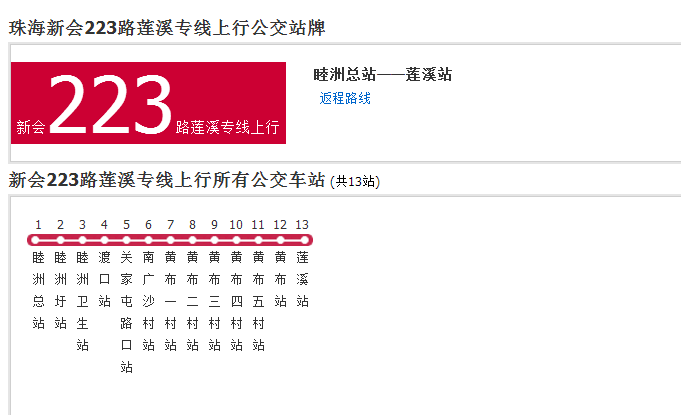 珠海公交新會223路蓮溪專線