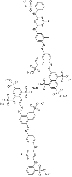 7-[[4-[[4-[[4-氟-6-[（2-磺苯基）氨基]-1,3,5-三嗪-2-基]氨基]-2-甲基苯基]偶氮]-7-磺基-1-萘基]偶氮]-1,3,5