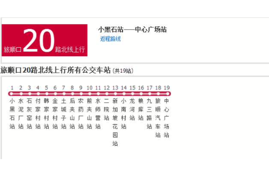 大連公交旅順口20北線路