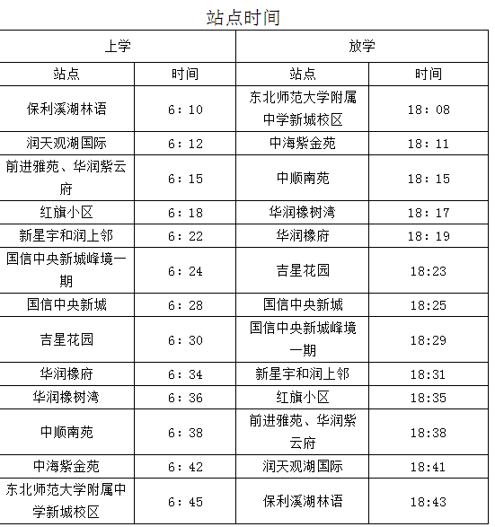 長春公交東北師範大學附屬中學新城校區線路