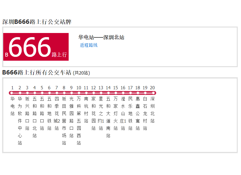 深圳公交B666路