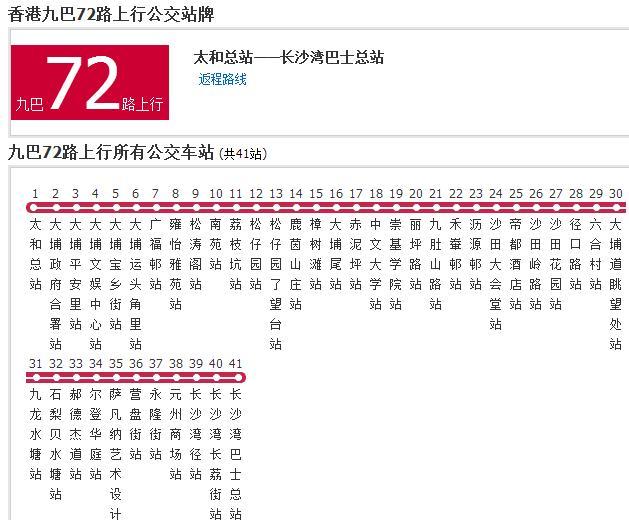 香港公交九巴72路