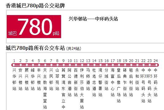 香港公交城巴780p路