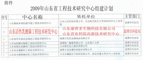 山東省活性乳酸菌工程技術研究中心