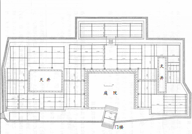 屈家老屋平面圖（朱世學：《鄂西古建築文化研究》）