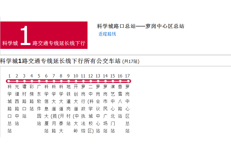 廣州公交科學城1號交通專線