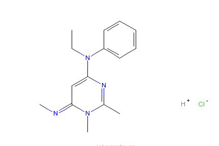 N-乙基-1,6-二氫-1,2-二甲基-6-（甲基亞氨基）-N-苯基-4-嘧啶胺鹽酸鹽