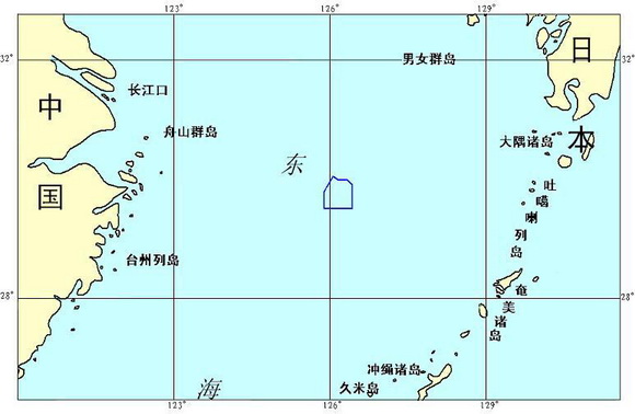 中日共同開發區塊示意圖