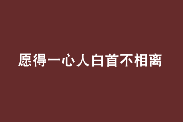 願得一心人白首不相離(願得一心人，白首不相離)