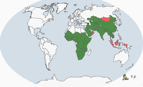 褐耳雀鷹(分布圖)