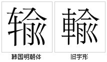 “輸”字形對比