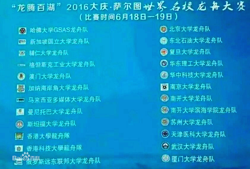 2016年世界名校龍舟大賽名單