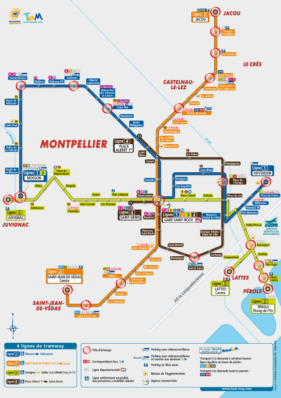 蒙彼利埃市區有軌電車線路網