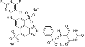 7-[（5-氯-2,6-二氟-4-嘧啶基）氨基]-2-[4-[（六氫-2,4,6-三氧代-5-嘧啶基）偶氮]-3-磺基-苯基]-2H-萘並[1,2-D]