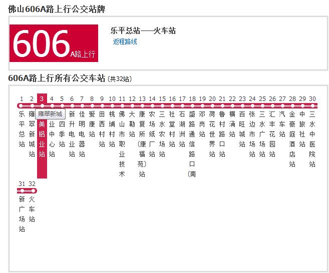 佛山公交606A路