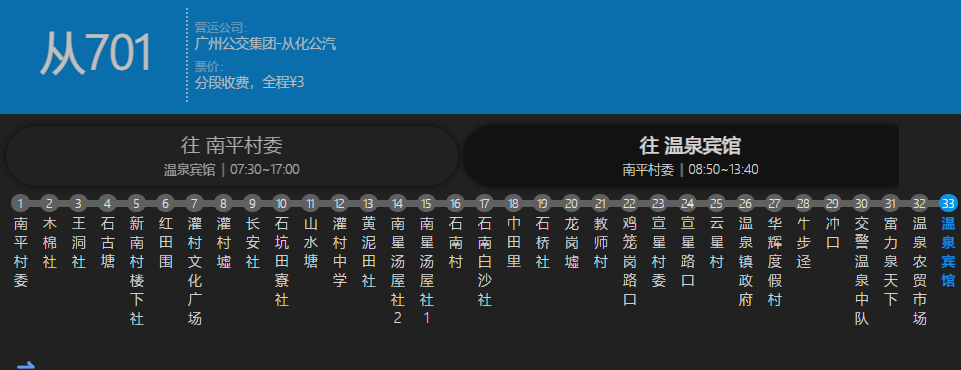 廣州公交從701路