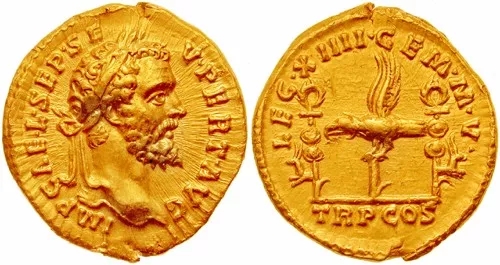 塞維魯稱帝後發行的金幣