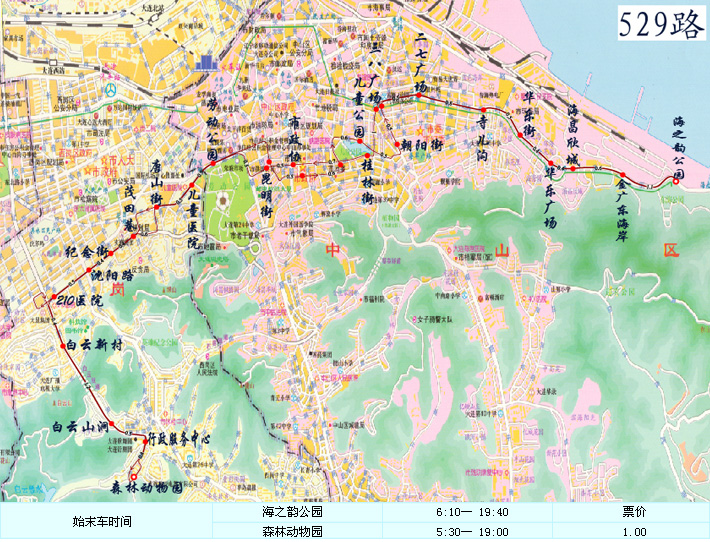 大連公交529路線路走向圖