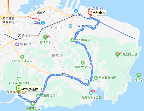 大連公交47路上行線路走向圖