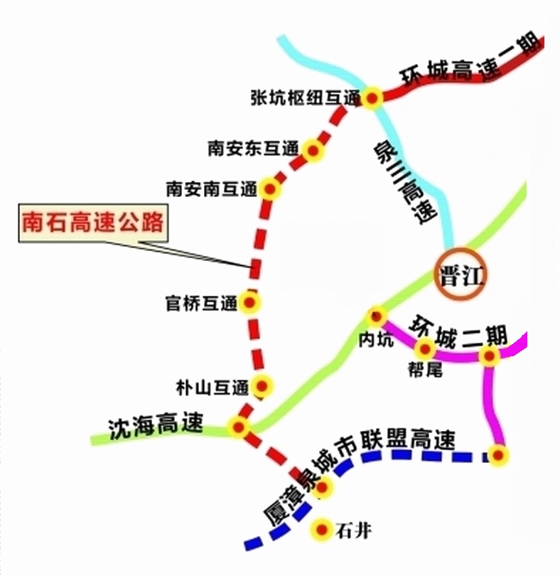 南石高速、泉廈漳城市聯盟路走向