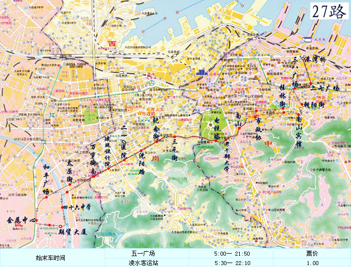 大連公交27路線路走向圖