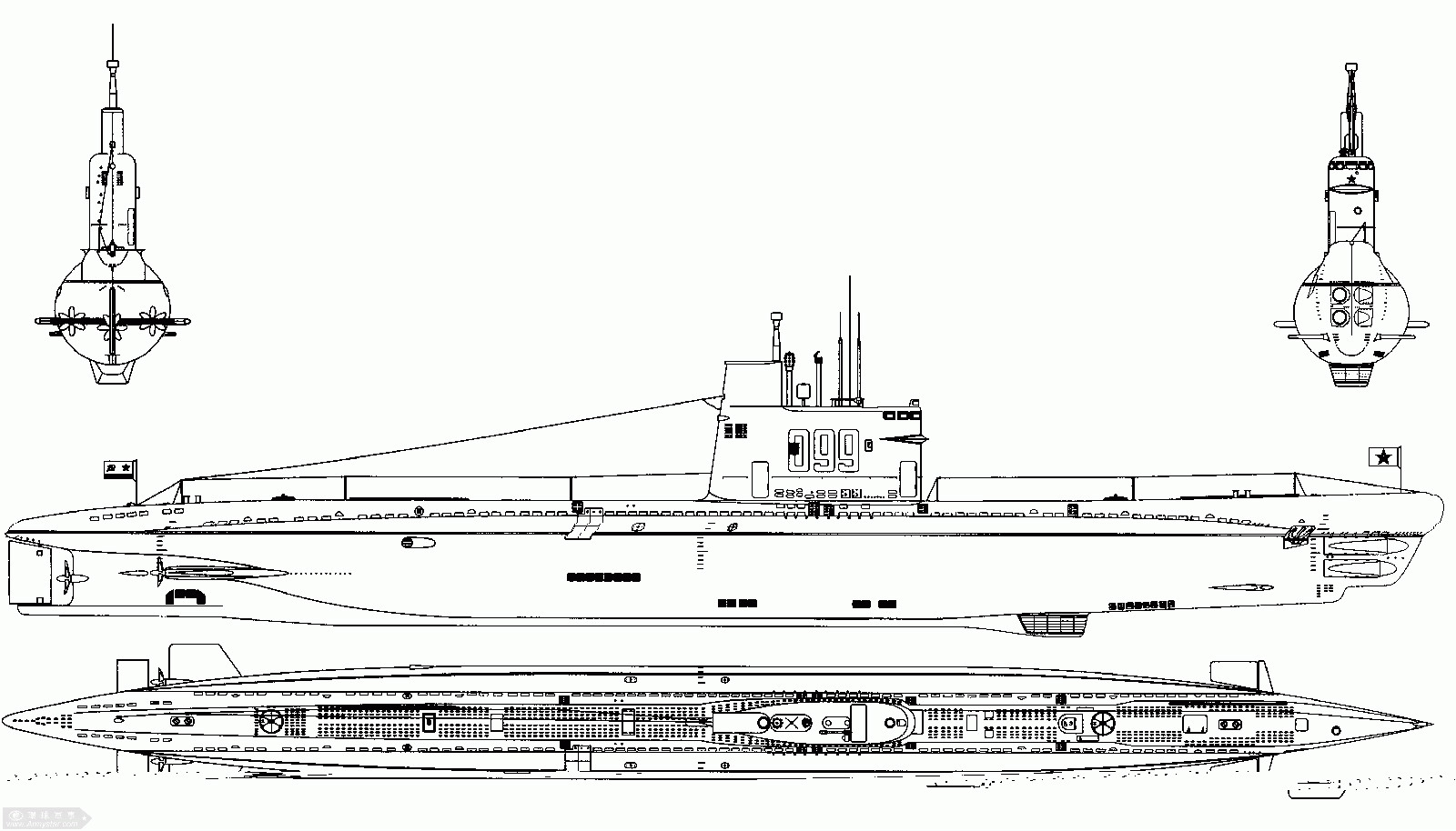 Q級潛艇三視圖