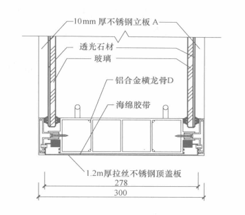 超薄石材與玻璃複合發光牆施工工法